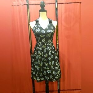 Mac & Jac floral print sleeveless dress black, blue, yellow Size XS or Small